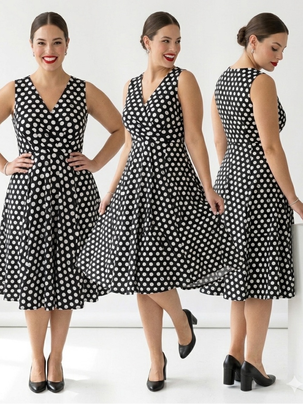 TORRID Betsey Johnson Black & White Polka Dot Poplin Fit & Flare Dress